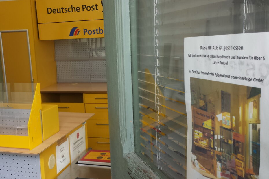 Geschlossen: Postfiliale in der Zinzendorfstraße 10